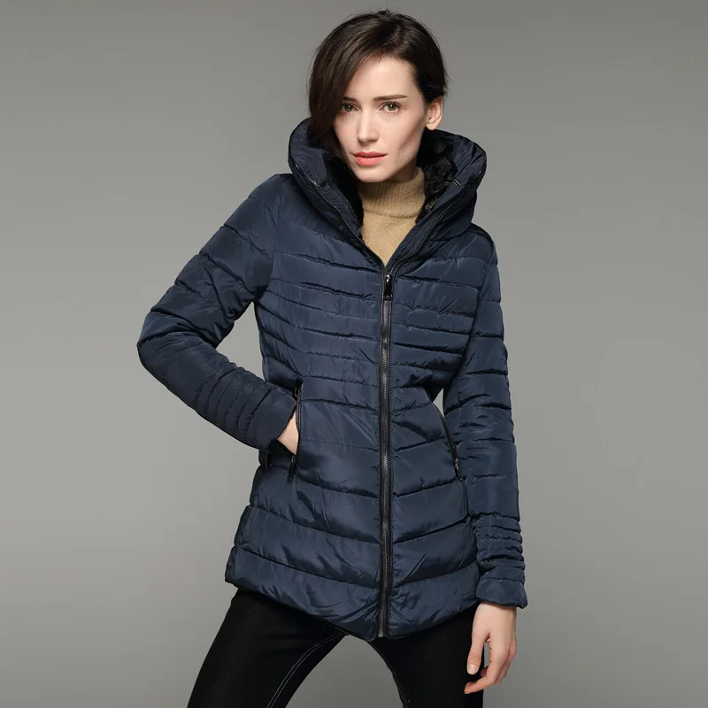 Bootyjeans 2017 High End Women's Winter Coat Thick Warm Cotton Scarf Collar Jackets Medium Long