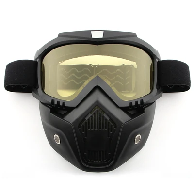 Ветрозащитные лыжные очки Защита от пыли защита для лица для езды на велосипеде маска для всего лица Теплые очки велосипедные маски с УФ-очками - Цвет: Цвет: желтый