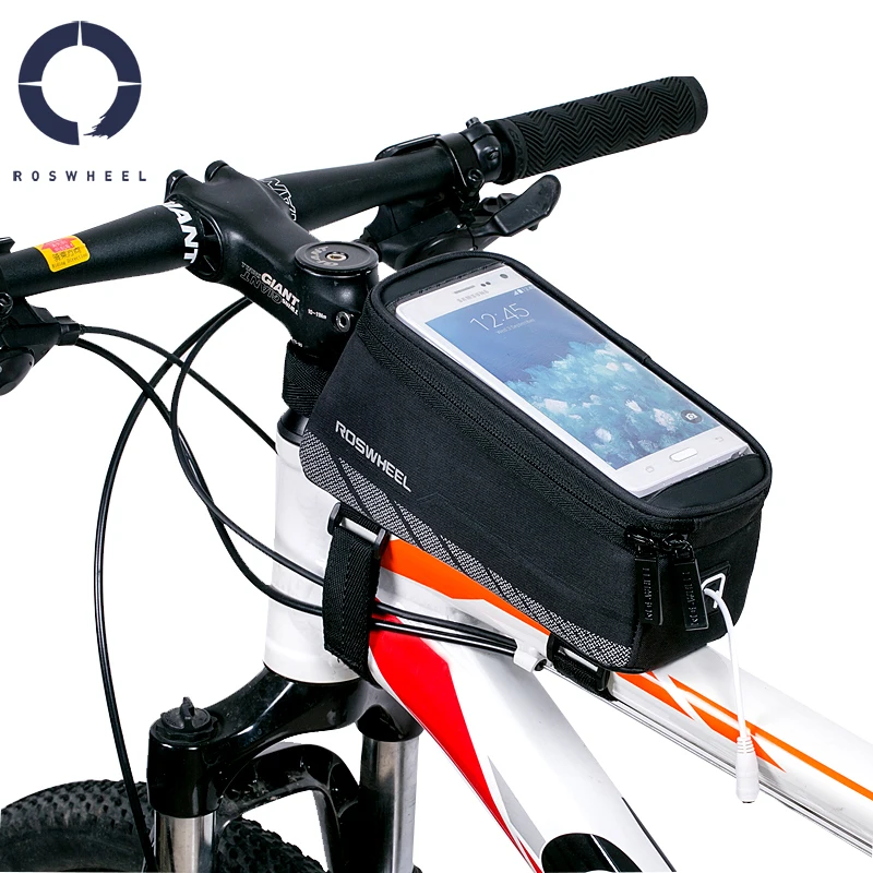 ROSWHEEL велосипедная сумка для хранения мобильного телефона с передней рамкой и трубкой Чехол-держатель для телефонов с экраном 5,7"