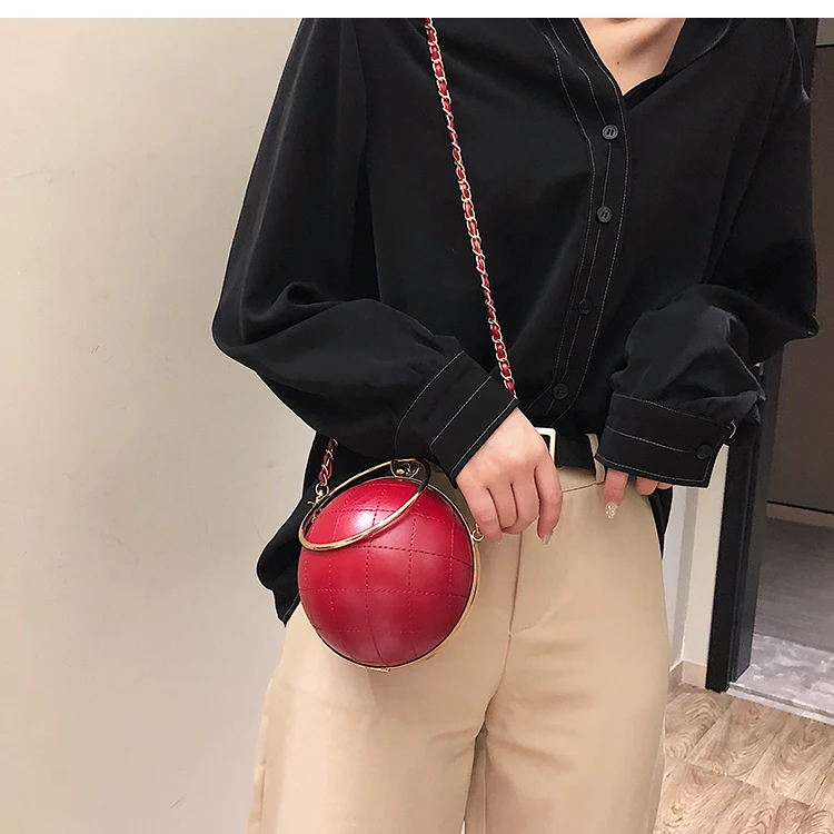 Lingge из искусственной кожи круглая металлическая ручка винтажная Женская сумка через плечо мини-сумка для женщин Bolsa Totes сумка