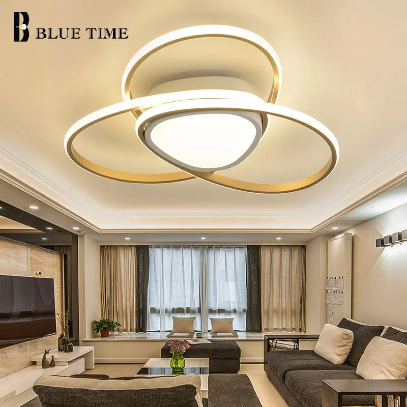

Fashion Modern LED Ceiling Lamps For Living Room Bedroom Dining Room Creative Golden Frame LED Ceiling Lights Home Fixtures