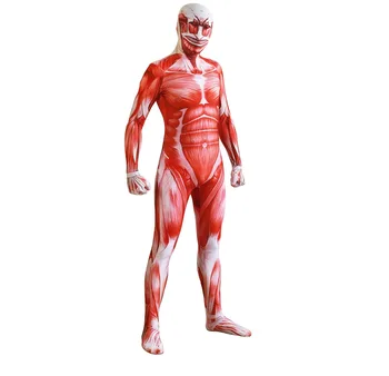 

Attack On Titan Cosplay Costumes Men Titans Muscle Muscular 3D Print Adult Cosplay Jumpsuits Flesh Zentai Halloween Costume