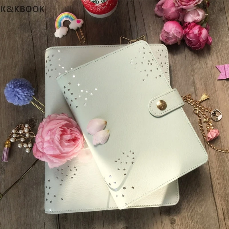 

K&KBOOK 2017 New Genuine Leather cover Notebook A5 A6 Wave Point Mint Planner Kikki Stylish Agenda Book Stationery for Gift