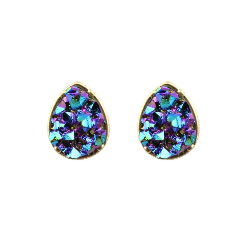 

Wholesale 2018 Hot Sale Teardrop Earrings Round Shape Dazzling Quartze Stone Druzy Dot Stud Earrings for Women Fashion Jewelry
