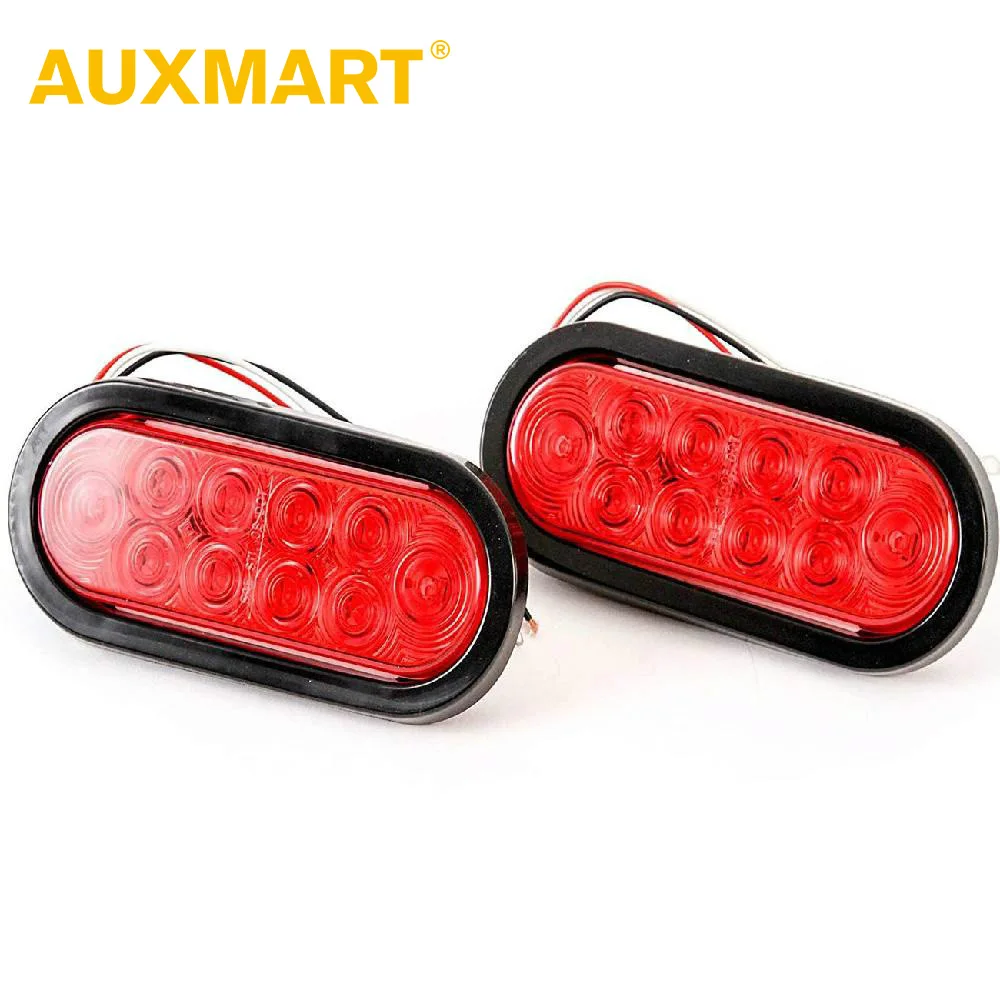 Auxmart 2 шт. Красный 6 &quotОвальный 10 LED Трейлер стоп/поворот/задний фонарь Грузовик