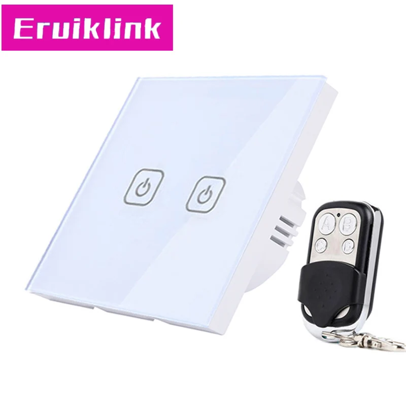 

EU/UK Standard Wireless Remote Control Touch Switch,2 Gang 1 Way RF433 Wall Light Switch For Smart House Free shipping
