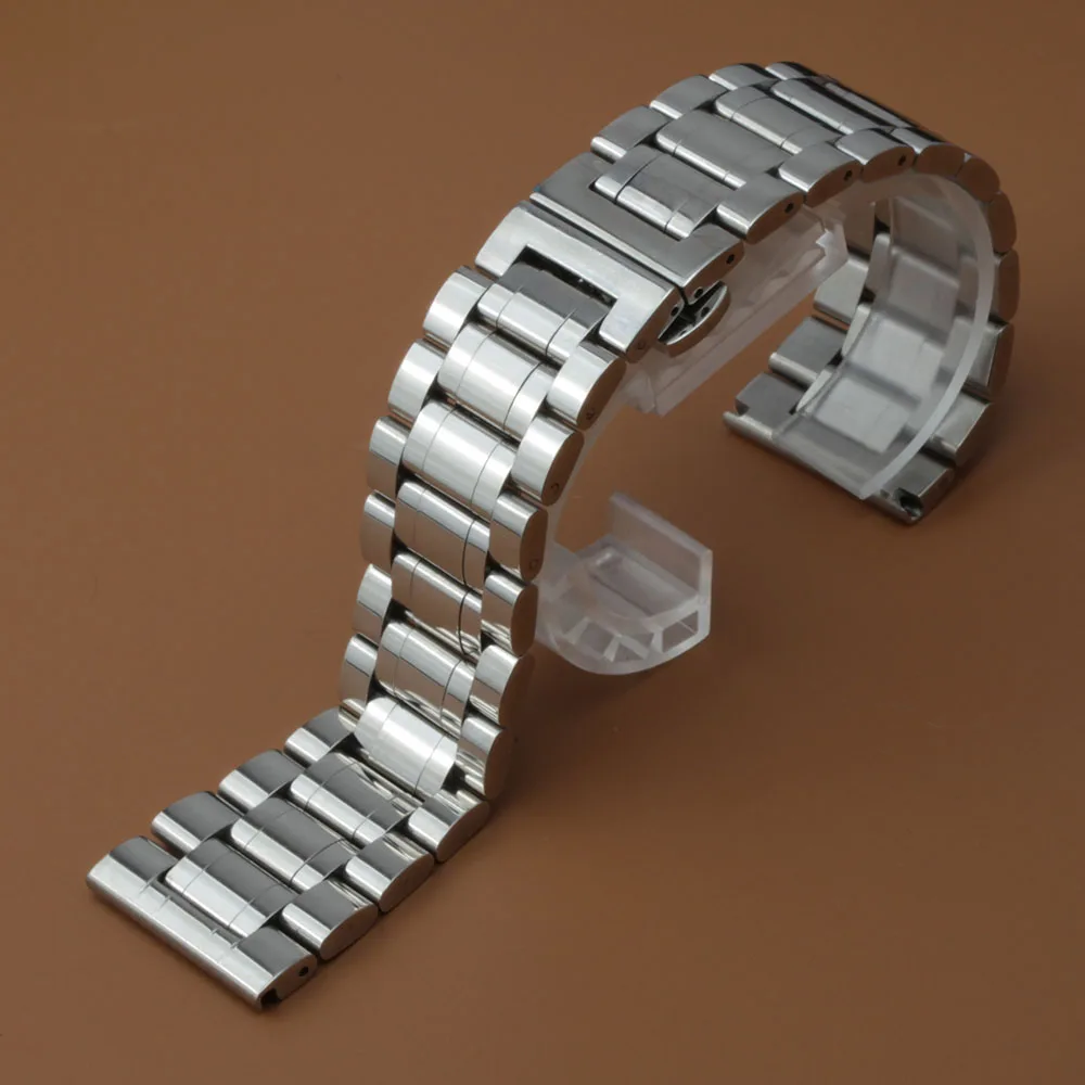 Часы ремешок из нержавеющей стали Ремешки для наручных часов браслет серебряный черный для мужчин часов новая ширина 26 мм 28 мм 30 мм большой размер