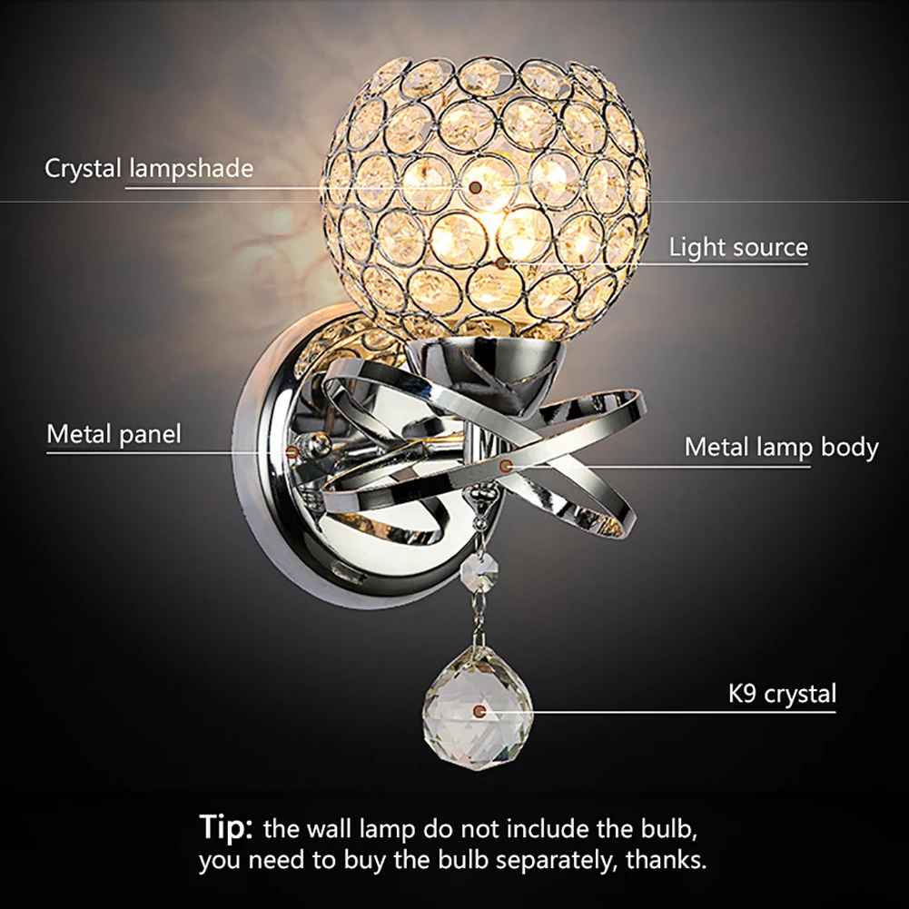 Абсолютно современный стиль, Домашний Светильник ing, настенный светильник для гостиной, роскошный хрустальный абажур, Подвесной Настенный светильник, держатель для розетки E14(без була