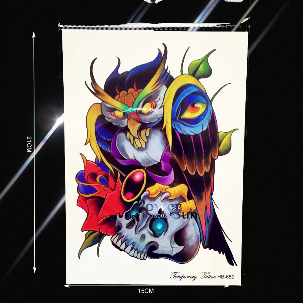 Злой Сова конструкции глаз Бог Водонепроницаемый Временные татуировки