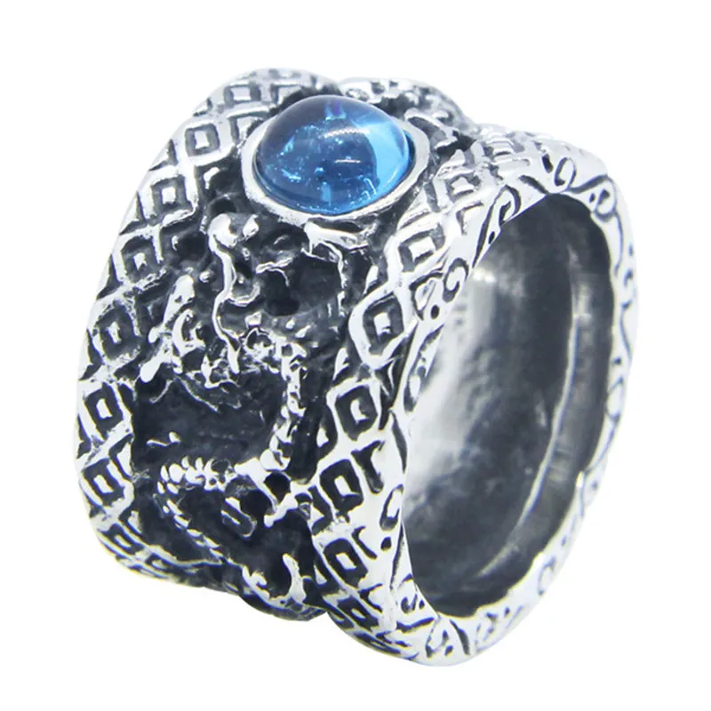 

Support Dropship Golden Silver Cool Man Ring 316L Stainless Steel Jewelry Blue Stone Ring