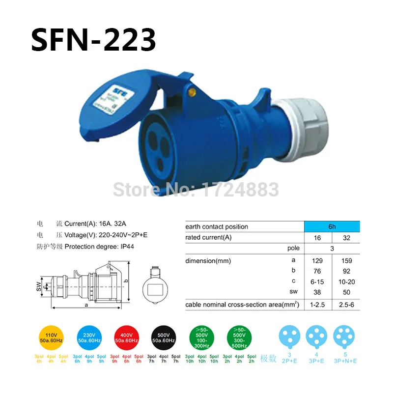 32A переменного тока 3-полюсный разъем мужской и женский SFN-023/SFN-223 водонепроницаемый IP44 220-240V~ Американская классификация проводов 2р+ электронная сигарета