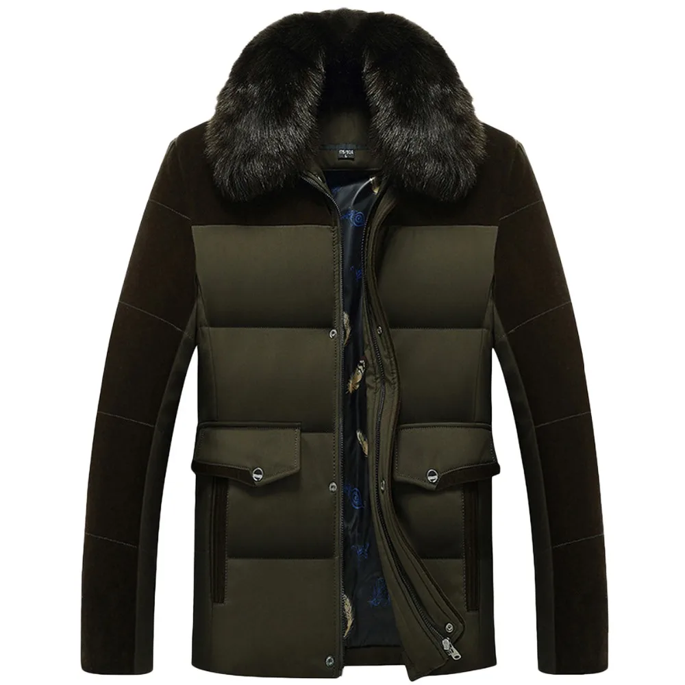 

Cloudstyle 2017 New Winter Coats Men Fashion Warmth Cotton-Padded Parkas Fur Collar Zipper Pocket Jacket Mens For Middle Age