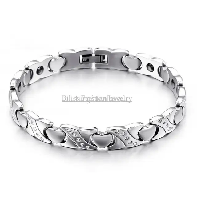 8 66 Inch New Las Jewelry Heart Golf Bracelet Stainless Steel 8 66 Inch New Las Jewelry Heart Golf Bracelet Stainless Steel Magnetic Stone Women In Velvet