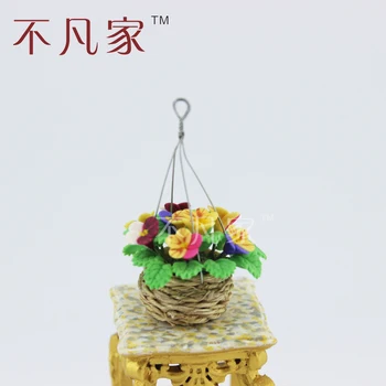 

Nice 1/12 Scale Dolls house Miniature decoration Bright flower basket