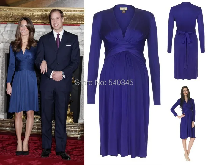 

2014 New Arrival Long Sleeves Kate Middleton Maternity Party Dresses Knee Length Chiffon Pageant Formal Celebrity Gowns K19