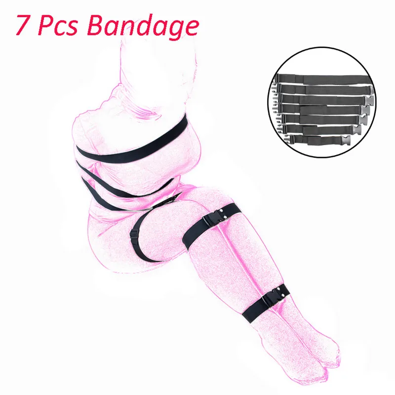 Nylon Full Body Strap Set 7pcs Different Length Belt Bundled BDSM Bondage Fetish Slave Rope System Sex Toys for Couple |