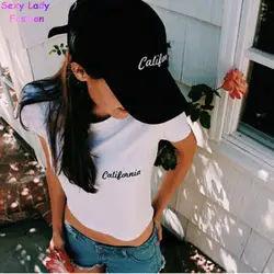 2016 Харадзюку вышивка California бренди Белый Топ летняя футболка Femme парная одежда с надписью Camisetas Mujer 6 цветов