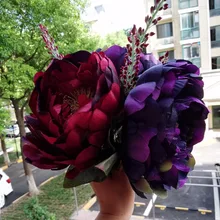 Новинка ручной работы Пион Искусственные цветы для невесты темно-красный букет ярко-розовый пион держа цветы подружки невесты розовый пион букет