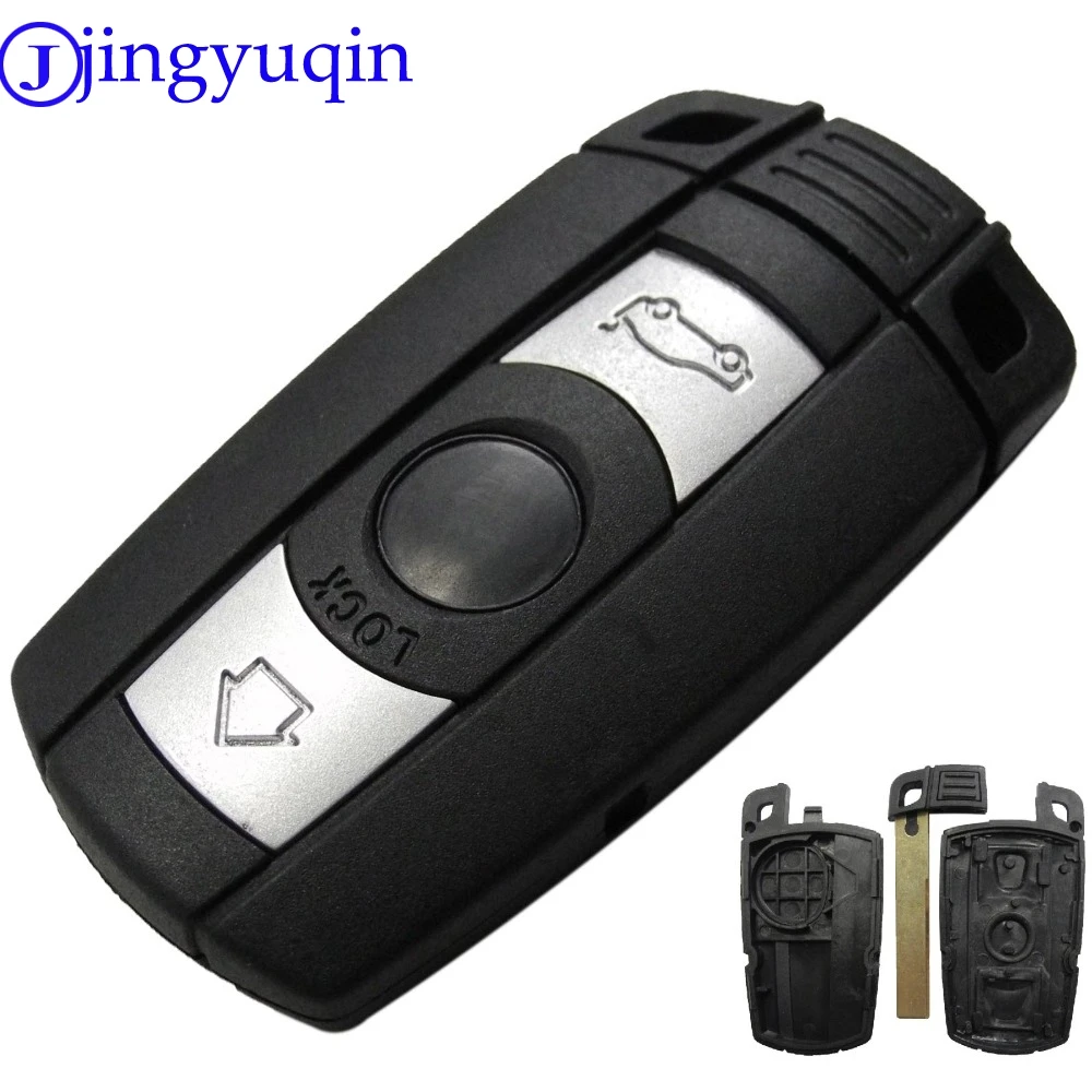 

jingyuqin Remote 3 Buttons Car Key Shell Case Smart Blade Fob Case Cover For BMW 1 3 5 6 Series E90 E91 E92 E60 With Logo