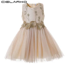 Cielarko/платье с цветочным рисунком для девочек; праздничные платья для маленьких девочек; элегантная аппликация; Детские платья принцессы; свадебные платья; Одежда для девочек
