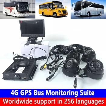 

Car monitoring special wire coaxial HD 4 channel AHD SD card monitoring host 4G GPS Bus Monitoring Suite School bus / train