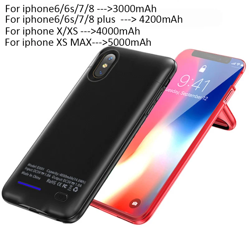 Универсальный чехол-аккумулятор для iPhone X XS Max XR 6 S+ 7+ 8+ зарядное устройство для телефона чехол для iPhone 6 6 S 7 8 Plus 4000/5000 mAh