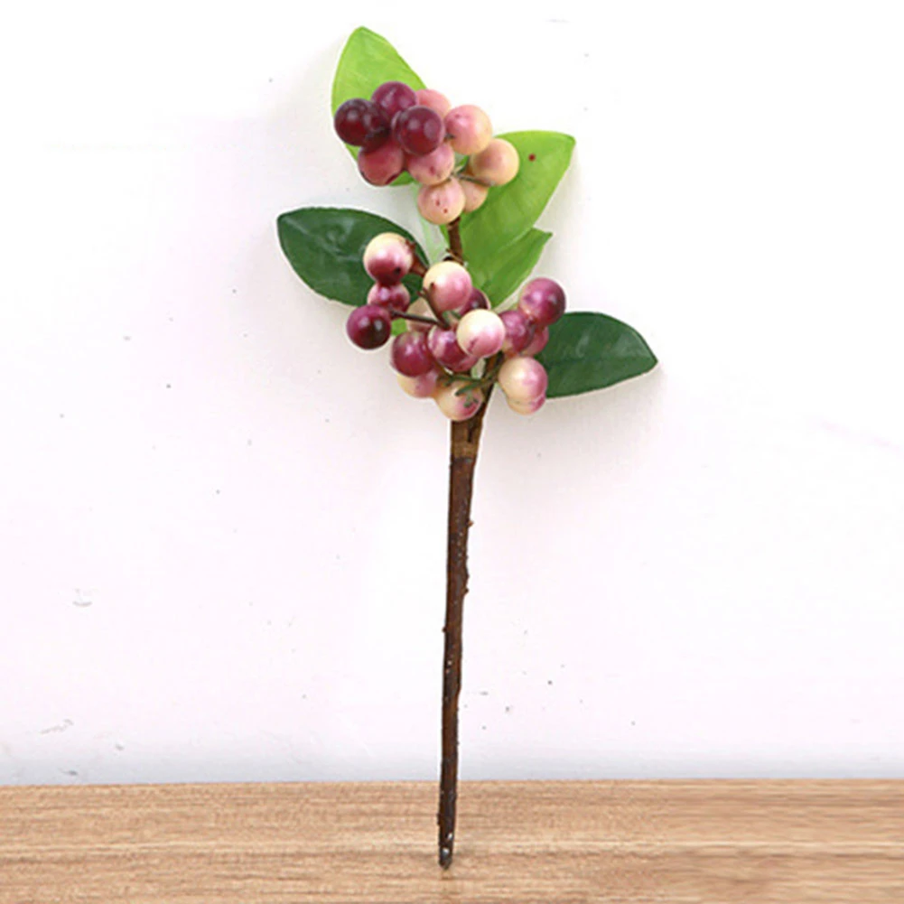 1 Bouquet Artificial Fake Plant Berry Leaf Christmas Home Wedding Party Decor (5)