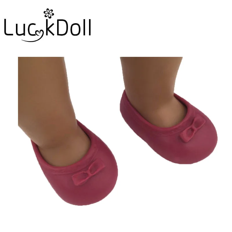 Luckdoll с круглым концом обувь с бантом для 18-дюймовые американские куклы для детей лучшие подарки на Рождество