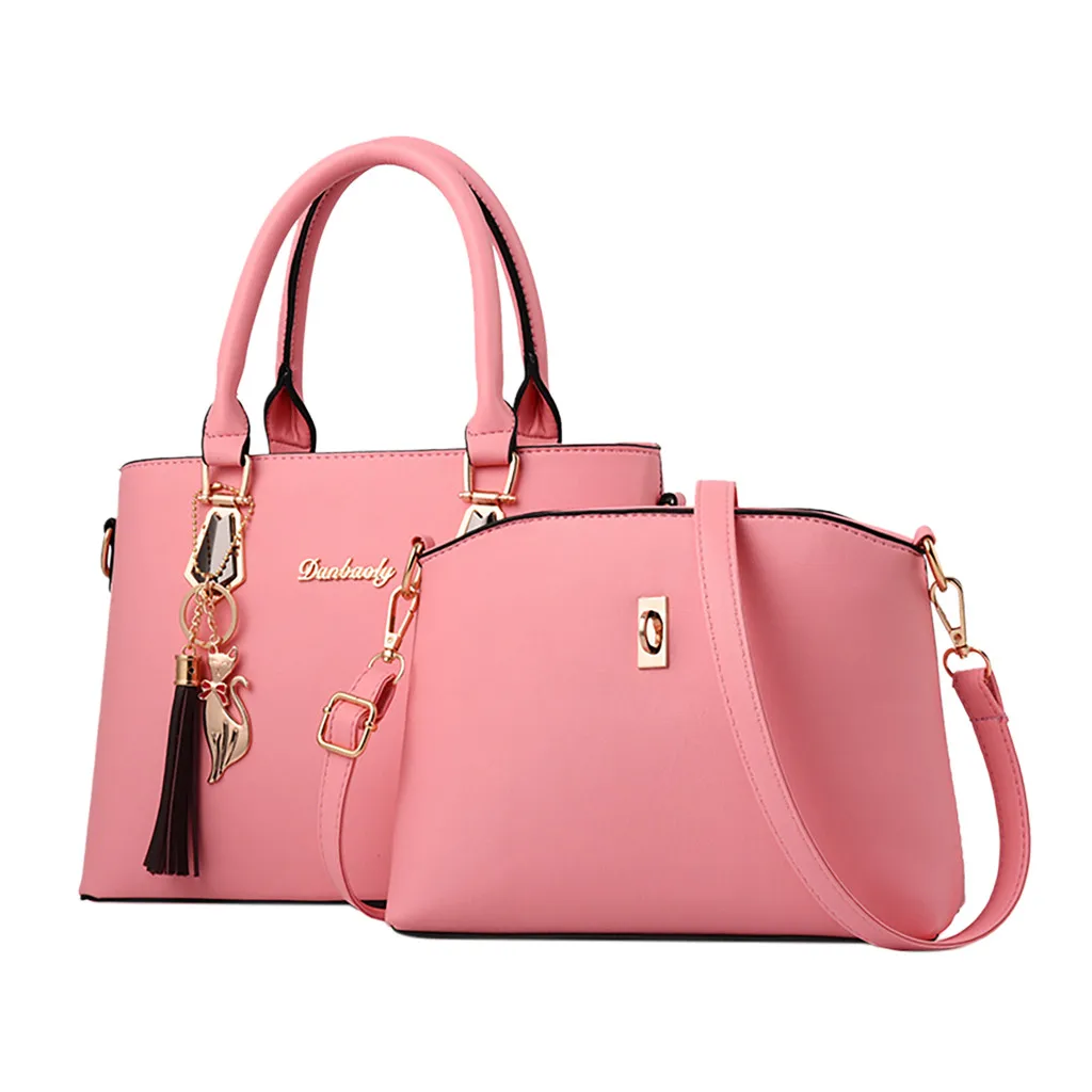 Aelicy женские 2 шт./компл. роскошный модный чехол из искусственной кожи сумки модные сумки из натуральной кожи Повседневное высокое качество простая цельная сумка Лидер продаж - Цвет: Pink