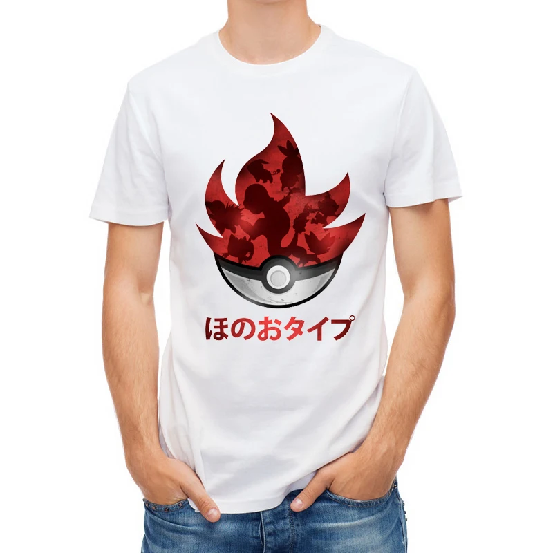 Pokemon Go Men T-shirt Pokemon  Fire Tops Printed t shirts Short Sleeve Hipster Comics tee