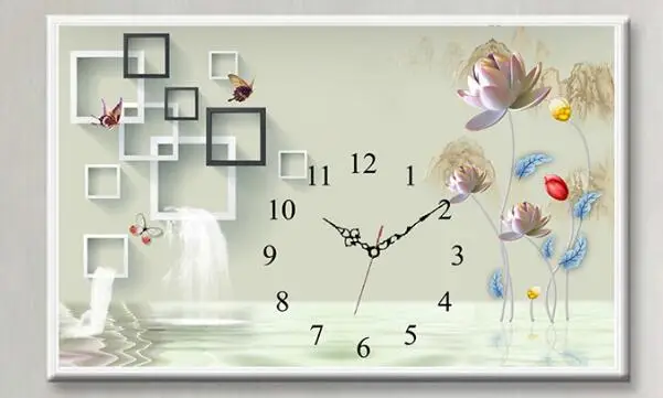 Uzequ 5D DIY Вышивка с кристаллами настенные часы алмаз Вышивка Полный Круглый цветок листья Смотреть 3D мозаики Ремесла - Цвет: Белый