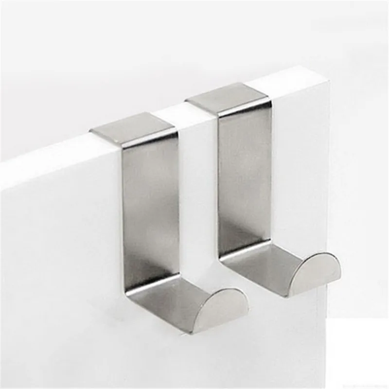 

2 PCS/lot Stainless Steel Adhesive Kitchen Wall Door Holder Hook Hanger Hanging Coat Hooks Drop Shipping