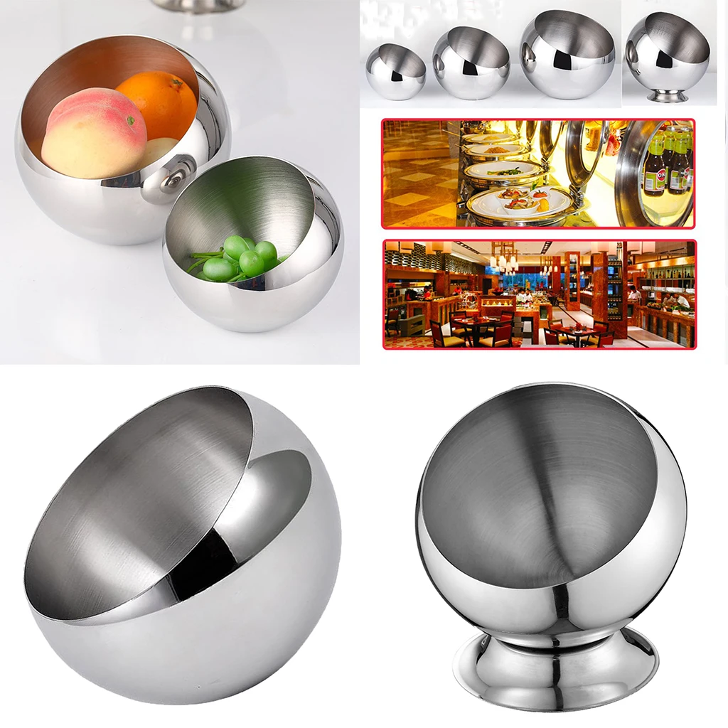 Stainless Steel Serving Bowl Fruit Salad Snacks Sugar Plate Ice Bucket Bowls Tableware Kitchen Dining