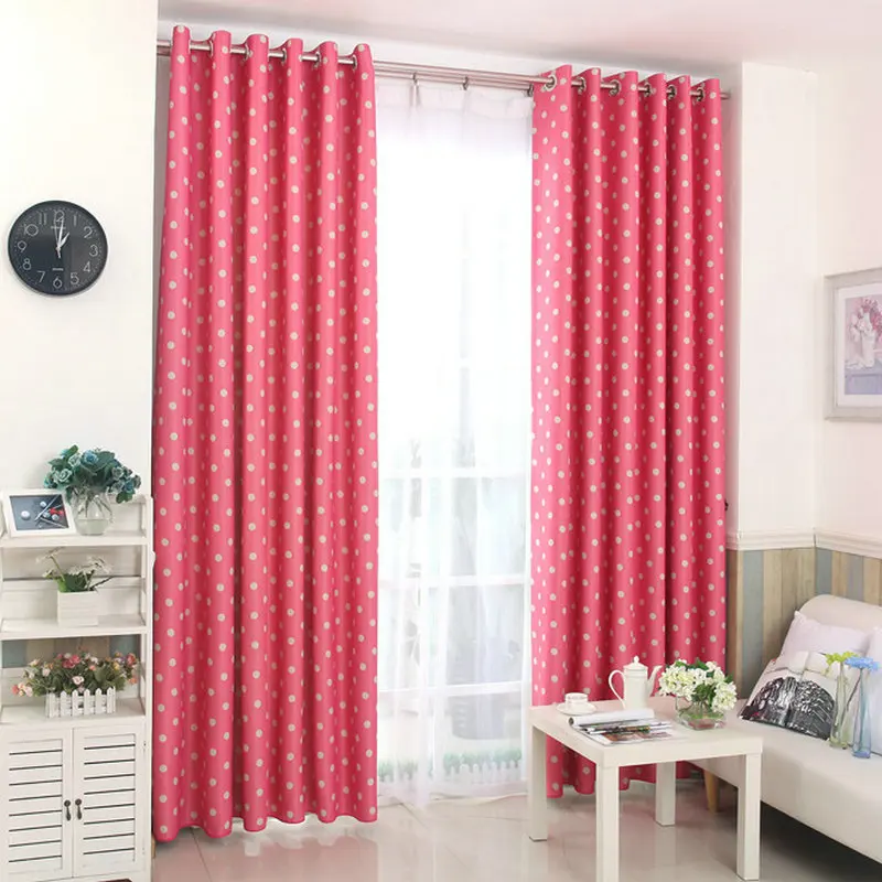 Fresh Dotted Pattern Curtain Fabric for Kids Child Living Room Bedroom