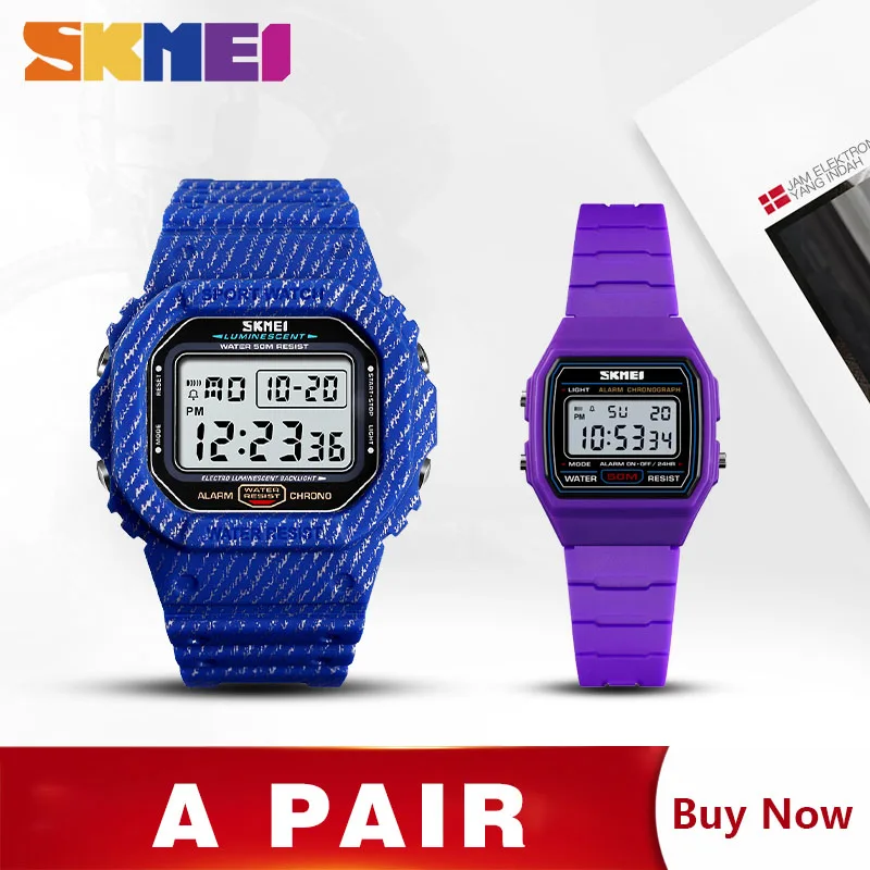 

SKMEI Digital Children Watch Men Stopwatch Alarm Mens Watches With Digital Watches Kids Clock montre enfant homme 1471 1460 Set