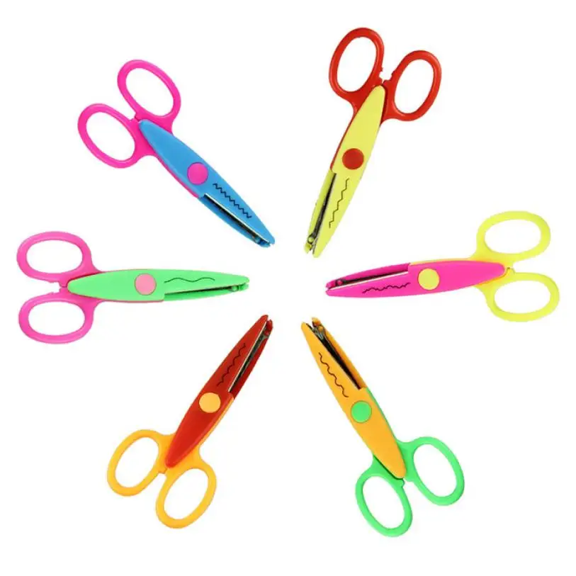 

(6 Pieces/Set) Mix Option Decorative Wave Lace Edge Craft Scissors DIY for Scrapbook Handmade Kids Artwork Card Safe Cutting