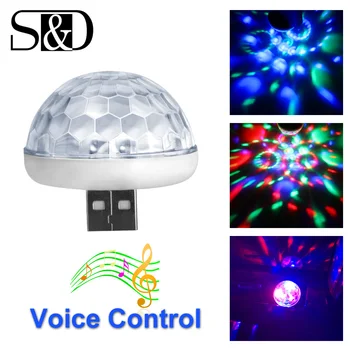 

S&D Multi Color LED Car USB Atmosphere Light Decorative Bulb Mini RGB Music Sound Lamp Phone Surface for Festival Party Karaoke