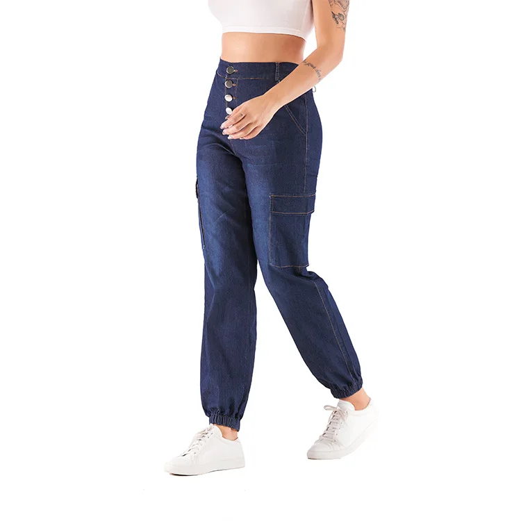 Рваные джинсы для Для женщин поцарапанные тертые беленые карманы на молнии и пуговицы середины талии полной длины свободные Повседневное