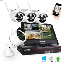 4CH 960P HD WiFi камера видеонаблюдения Система беспроводной сети наблюдения NVR комплект открытый набор камеры видеонаблюдения с монитором 10,1"