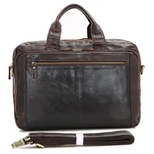 Vintage 100% Genuine Leather Bag Men Messenger Bags Real Leather Briefcase Business 14″ Travel Bags Portfolio Handbags #MD-J7230