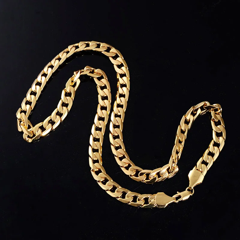

10 MM Gold Color Chains Link Necklace Men 24 inch Hiphop/Rock Choker Male Necklace Accessories Fashion Men Punk Gothic Jewelry