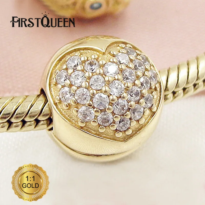 FirstQueen 14k Yellow Solid Gold Love of my Life Charm Fit Original Brand Bracelet Authentic Luxury Jewelry For Woman