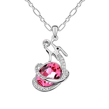Étnico Vintage 18 K Oro Blanco Plateado Dragón Chino Elemento Colgante Largo Collar de La Mujer Joyas de Cristal de Swarovski
