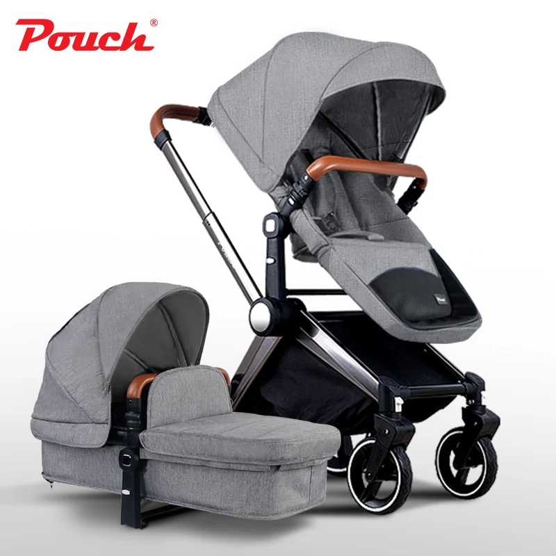 

Pouch Light Luxury Stroller Wheels High Landscape Folding Baby Sitting And Lying Children Cart Bb Car In Winter And Summer