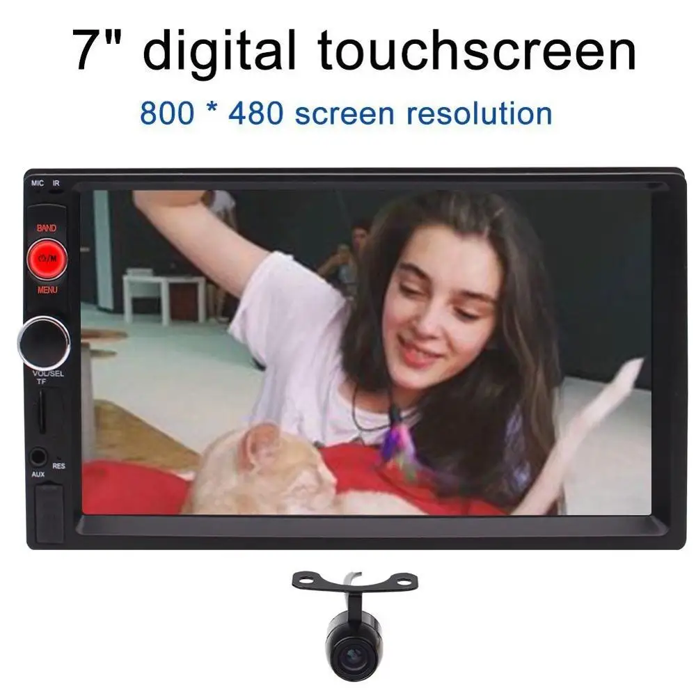 

Backup camera+7 inch double 2 Din Car Stereo Head unit MP5 Player Bluetooth/Radio/AV In/Music/USB/Phone/Movie/TF/Wireless Remote