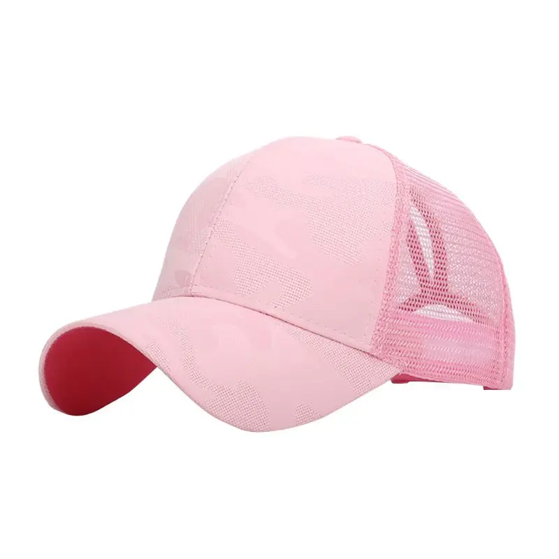 Женская летняя трендовая бейсбольная кепка в стиле хип-хоп, камуфляжная, жаккардовая, дышащая, с сеткой сзади, регулируемая бейсболка - Цвет: Pink