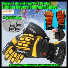 4000 мАч Умные перчатки с электрическим подогревом, супер теплые перчатки для спорта на открытом воздухе, перчатки для катания на лыжах, литиевая батарея, 4 пальца, ладони и руки, Самонагревающиеся