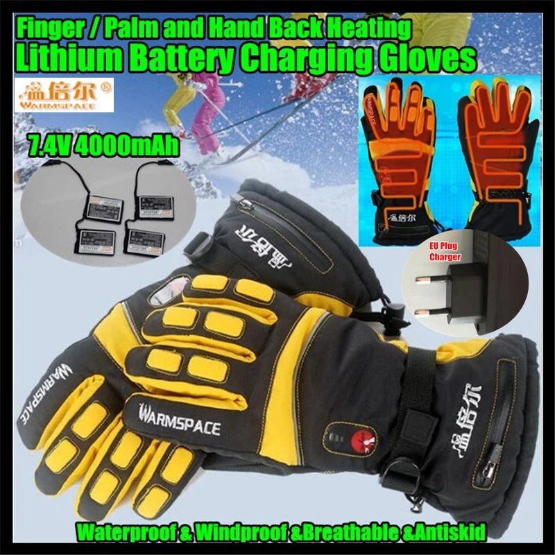 Smart Electric Heated Gloves Touch Screen Ski Gloves Battery Powered