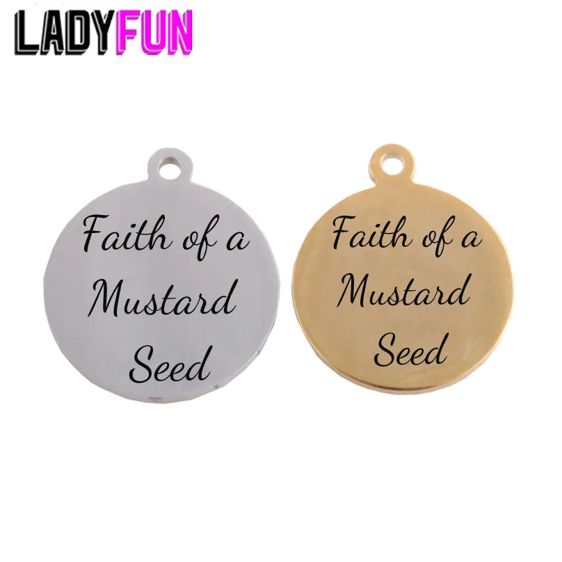 

Ladyfun Customizable Stainless Steel Charm Faith Pendant Faith of a Mustard Seed Charms For DIY Jewelry Making