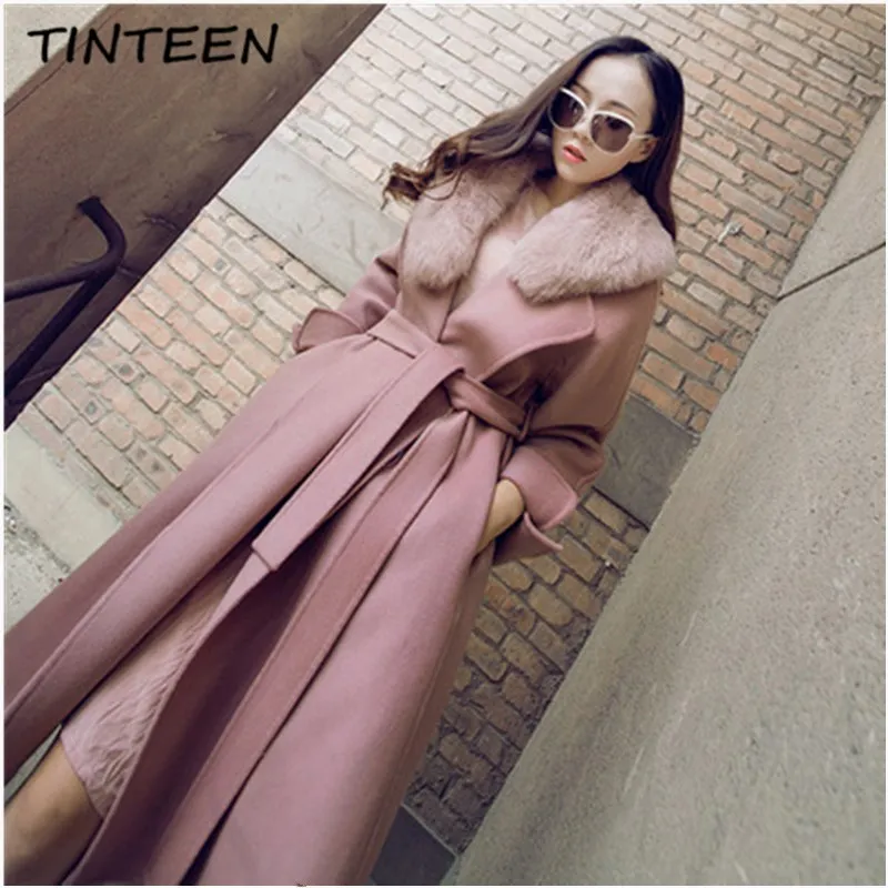 TINTEEN Новое поступление 2019 поясом Длинный ручной работы 100% двусторонний шерсть